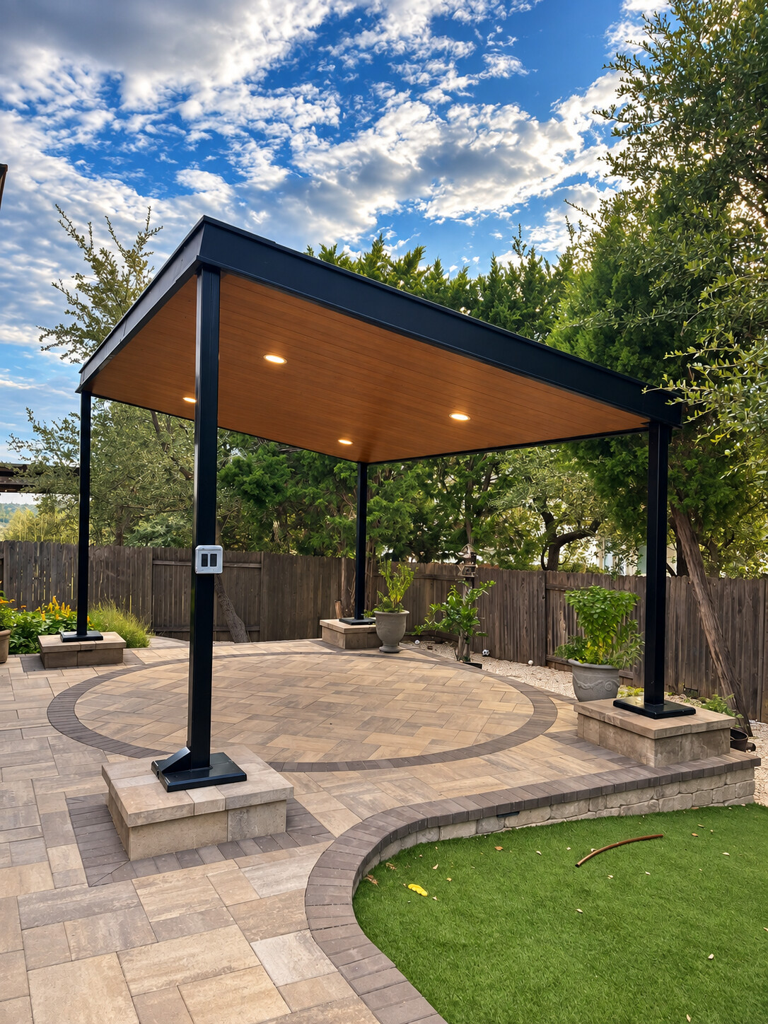 Completed solar gazebo and patio installation in Bee Cave, Texas
